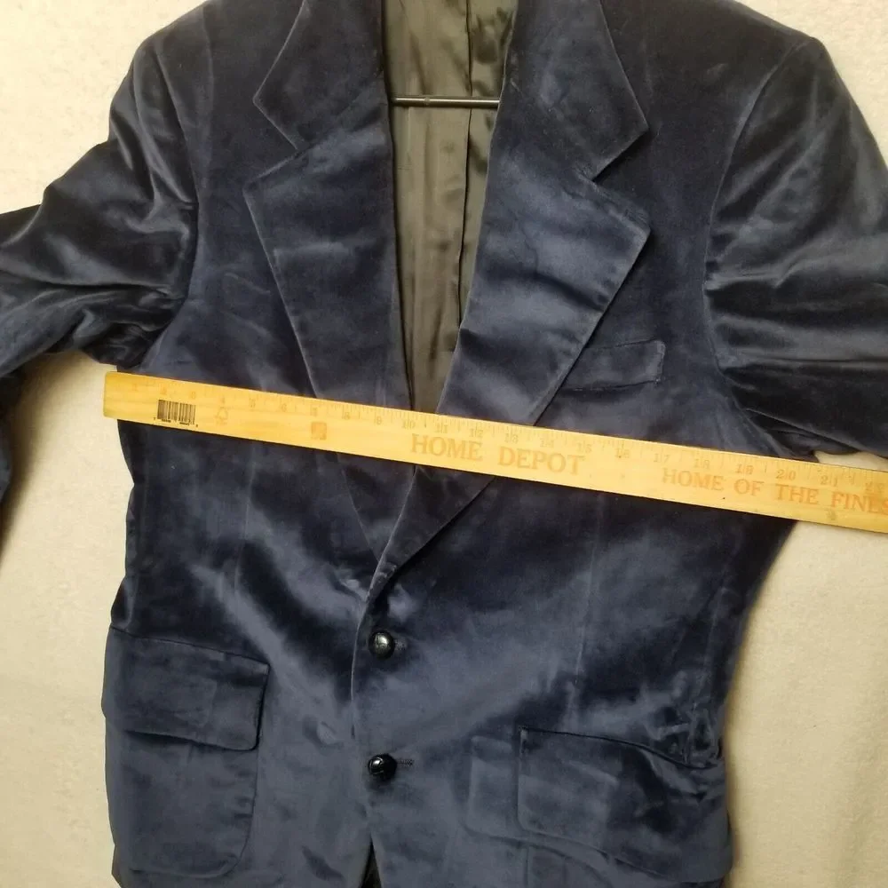 VTG FELT VELOUR Blue Raffleswear SUIT COAT JACKET BLAZER Blue Made‎ In USA